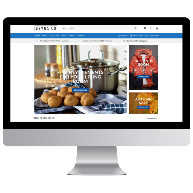 Mock-up of Devusco website